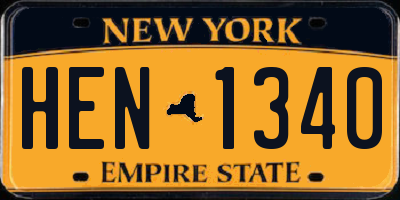 NY license plate HEN1340