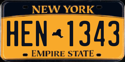 NY license plate HEN1343