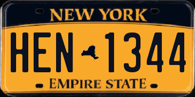 NY license plate HEN1344