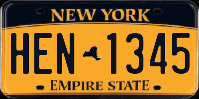 NY license plate HEN1345