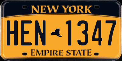 NY license plate HEN1347