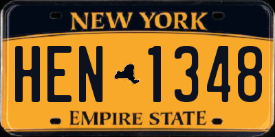 NY license plate HEN1348