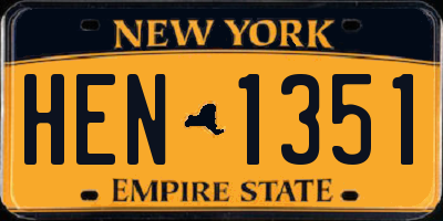 NY license plate HEN1351