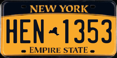 NY license plate HEN1353