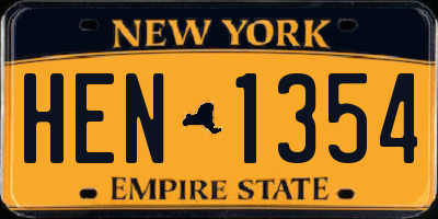 NY license plate HEN1354