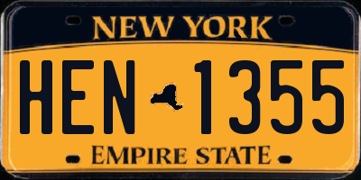 NY license plate HEN1355