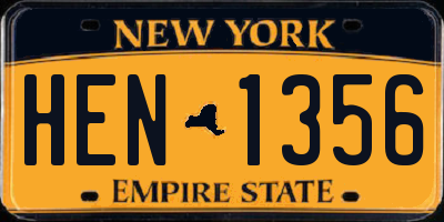NY license plate HEN1356