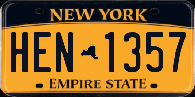 NY license plate HEN1357