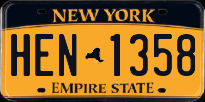 NY license plate HEN1358