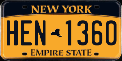 NY license plate HEN1360