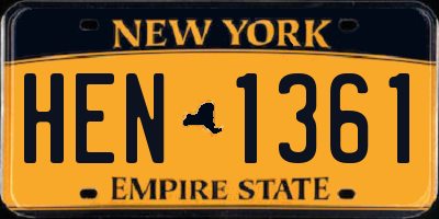 NY license plate HEN1361