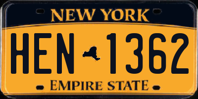 NY license plate HEN1362