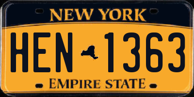 NY license plate HEN1363