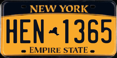NY license plate HEN1365
