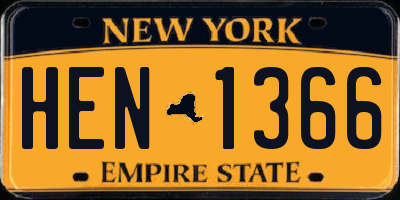 NY license plate HEN1366