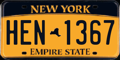 NY license plate HEN1367