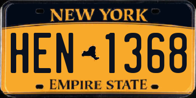 NY license plate HEN1368