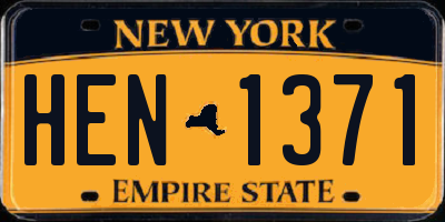 NY license plate HEN1371