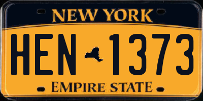 NY license plate HEN1373