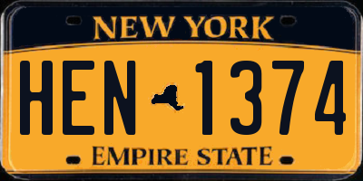 NY license plate HEN1374