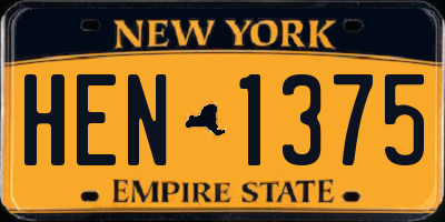 NY license plate HEN1375