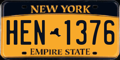 NY license plate HEN1376