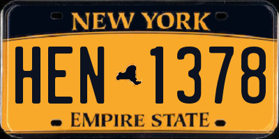 NY license plate HEN1378