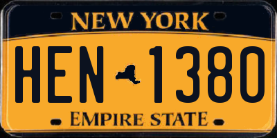 NY license plate HEN1380
