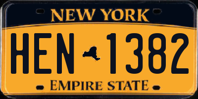 NY license plate HEN1382