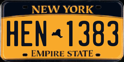 NY license plate HEN1383