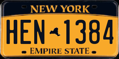 NY license plate HEN1384