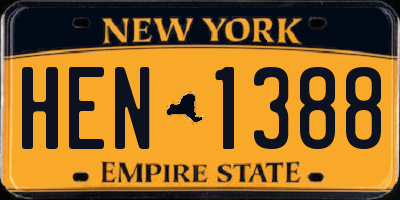 NY license plate HEN1388