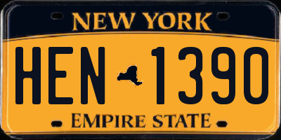 NY license plate HEN1390