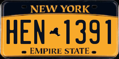 NY license plate HEN1391