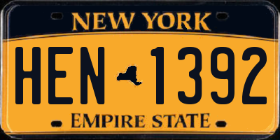 NY license plate HEN1392