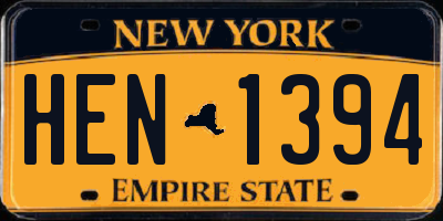 NY license plate HEN1394