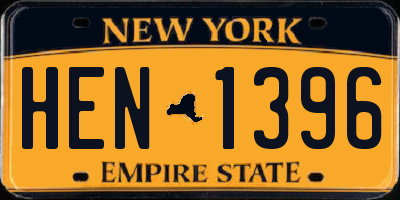 NY license plate HEN1396