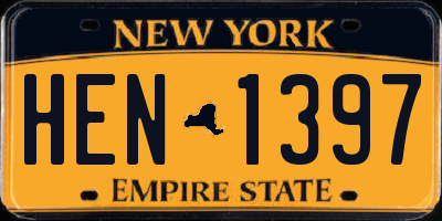 NY license plate HEN1397