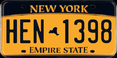 NY license plate HEN1398