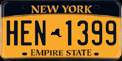 NY license plate HEN1399
