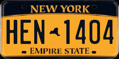 NY license plate HEN1404