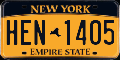 NY license plate HEN1405