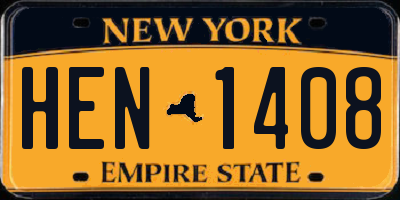 NY license plate HEN1408