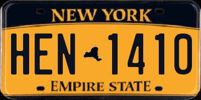 NY license plate HEN1410