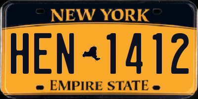 NY license plate HEN1412