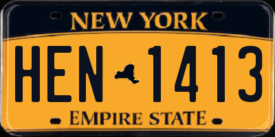 NY license plate HEN1413