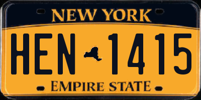 NY license plate HEN1415