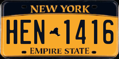 NY license plate HEN1416