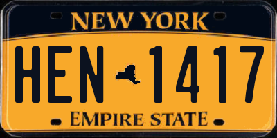 NY license plate HEN1417