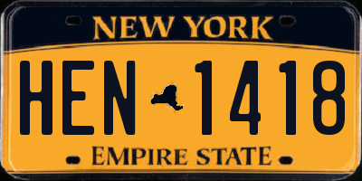 NY license plate HEN1418